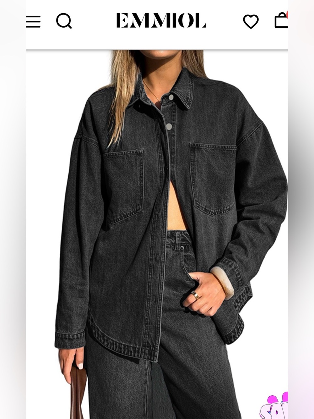 EMMIOL Women Denim Shirts Oversized Long Sleeve Button Down